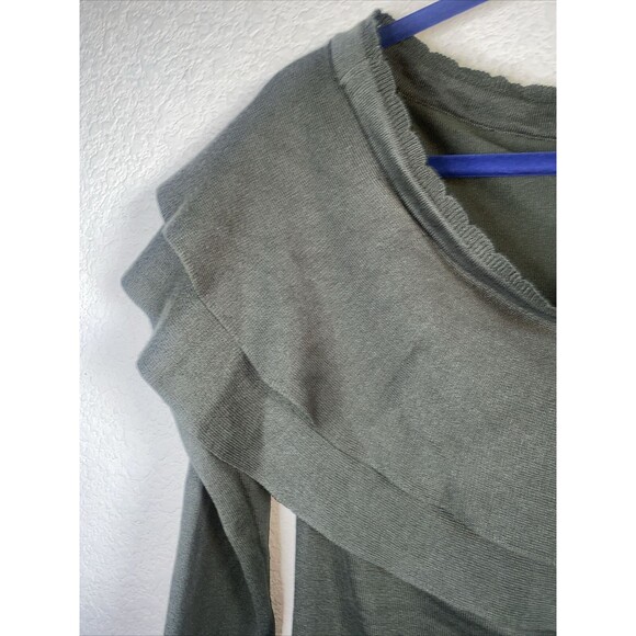 NEW green Knit Sweater Ruffle Off Shoulder MIDI Dress lagenlook cottage Green M - Picture 2 of 10